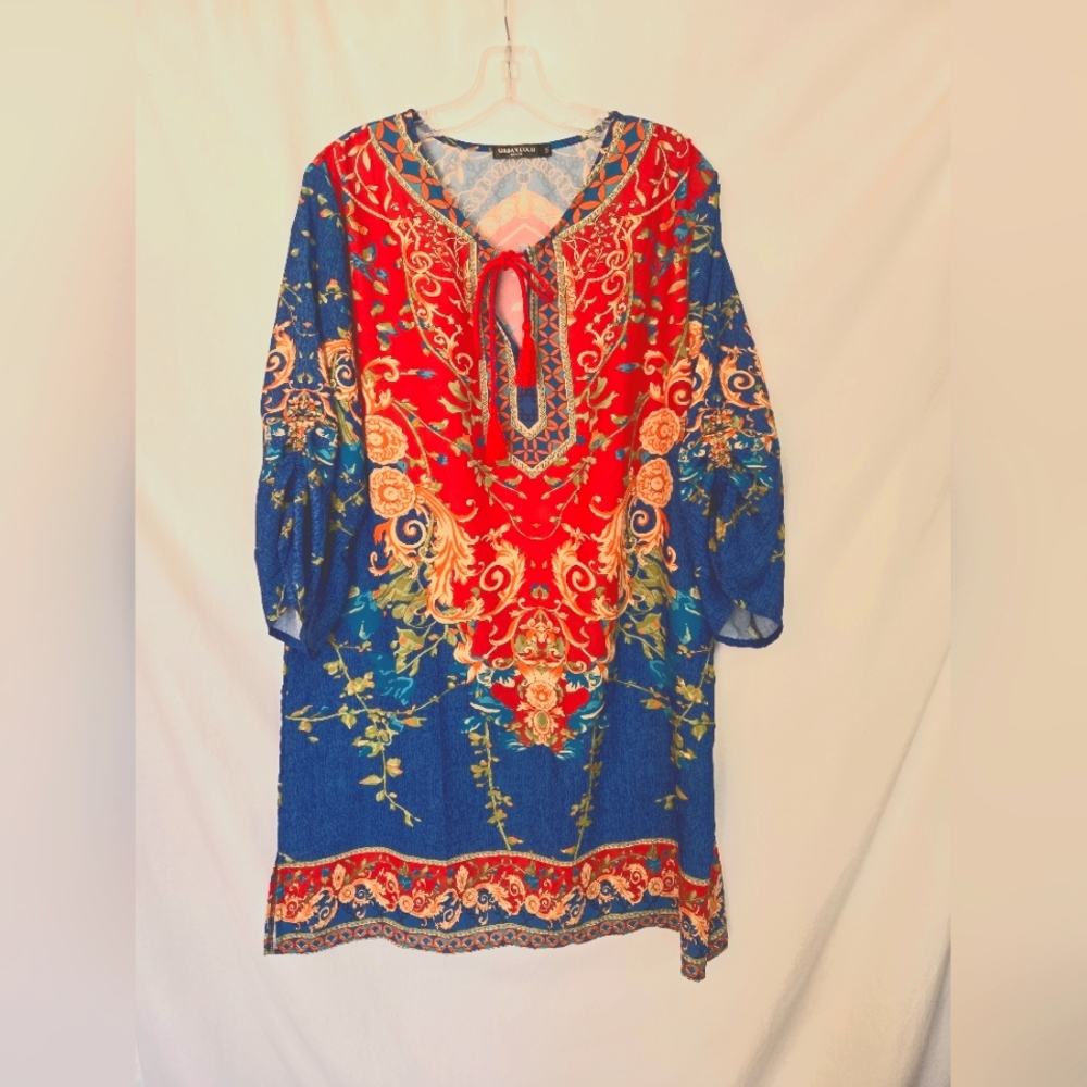 Urban Coco Blue Print Loungewear Relaxed Fit  Dress Size XXL